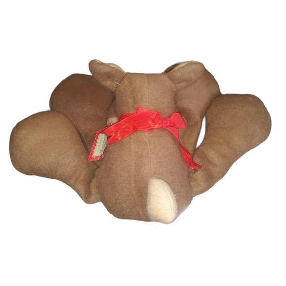 Vintage Hallmark Plush RODNEY REINDEER w/ Red Ribbon Stuffed Toy Animal HTF - Picture 3 of 11